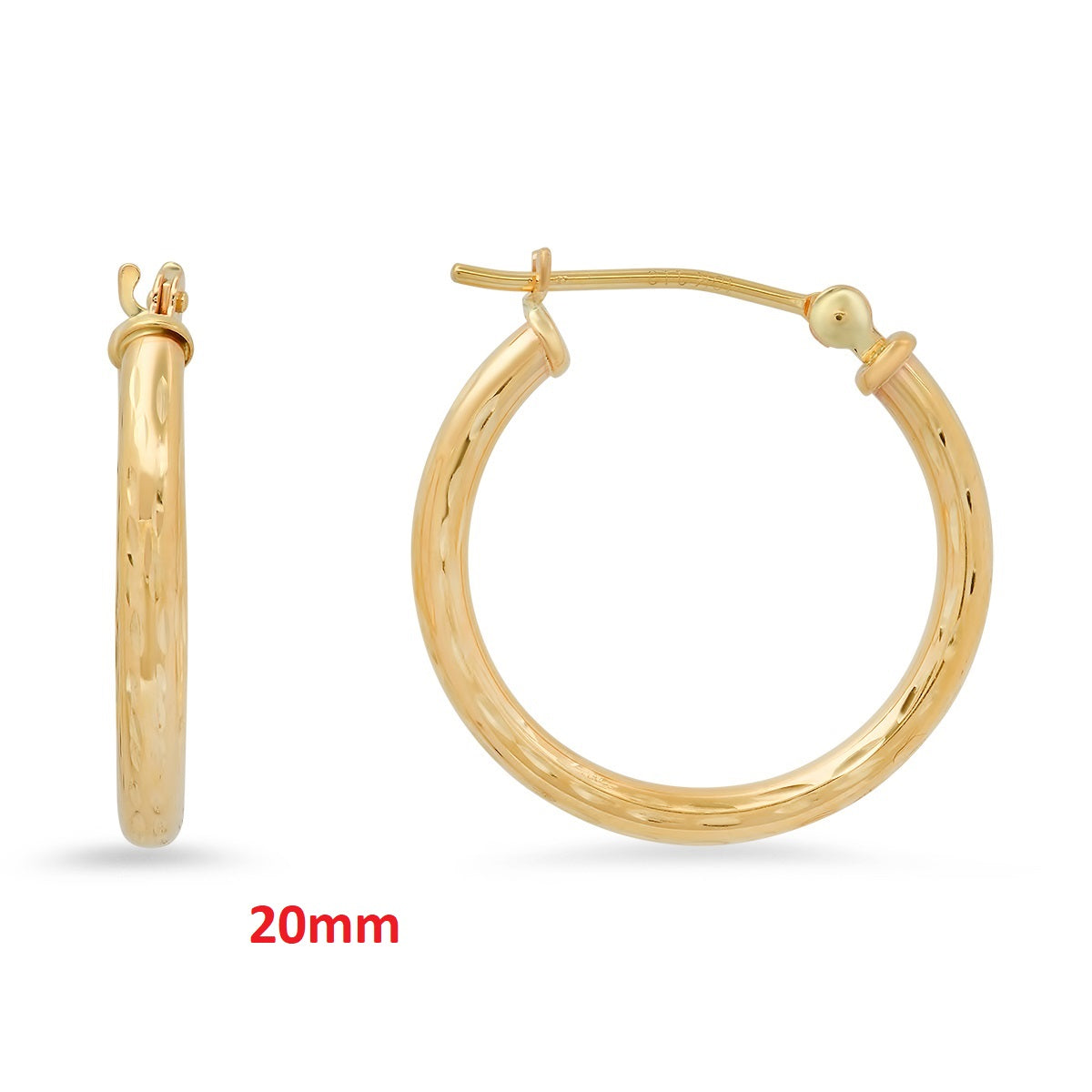 Real 10k Solid Gold Diamond-cut Huggy Hoop Gold Earrings - Charming Charlie