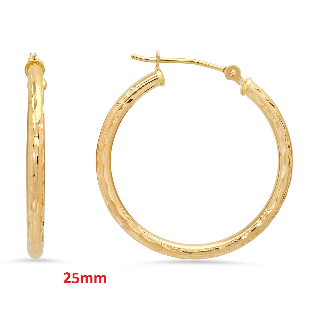 Real 10k Solid Gold Diamond-cut Huggy Hoop Gold Earrings - Charming Charlie