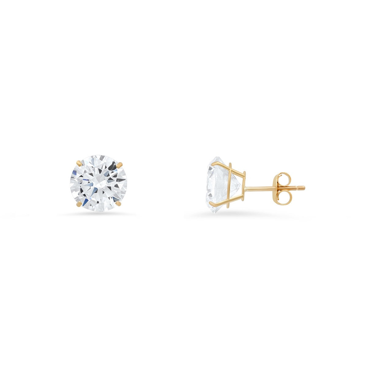 Real 10k Solid Gold Petite 4mm Diamond Stud Earrings - Charming Charlie