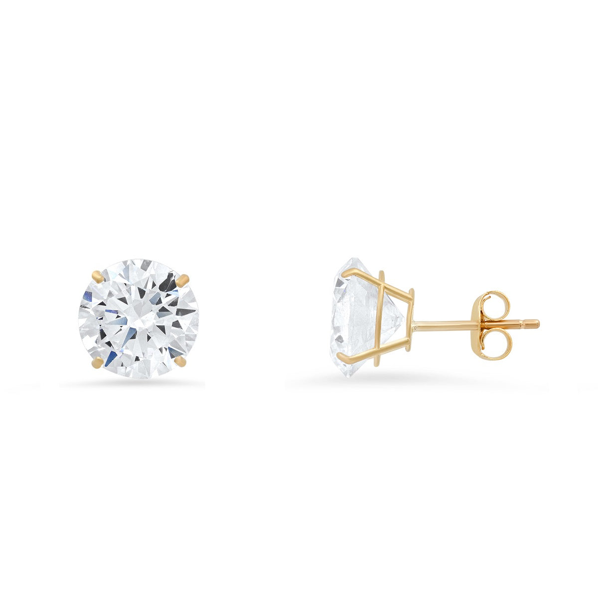 Real 10k Solid Gold 6mm Diamond Stud Earrings - Charming Charlie