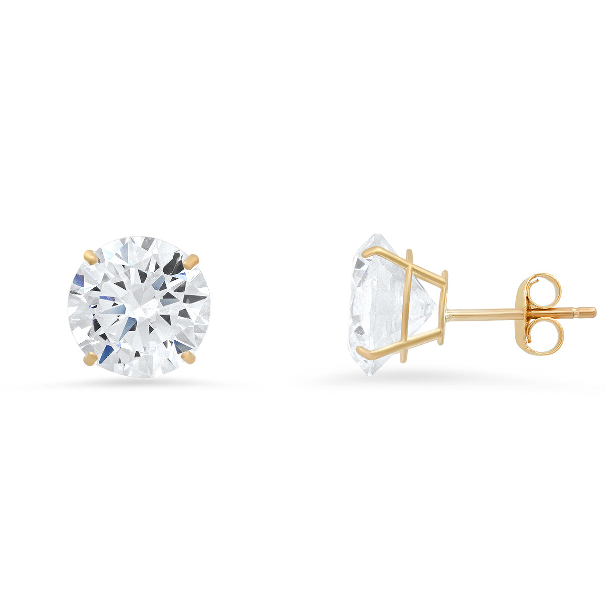 Real 10k Solid Gold BIG 8mm Diamond Stud Earrings - Charming Charlie
