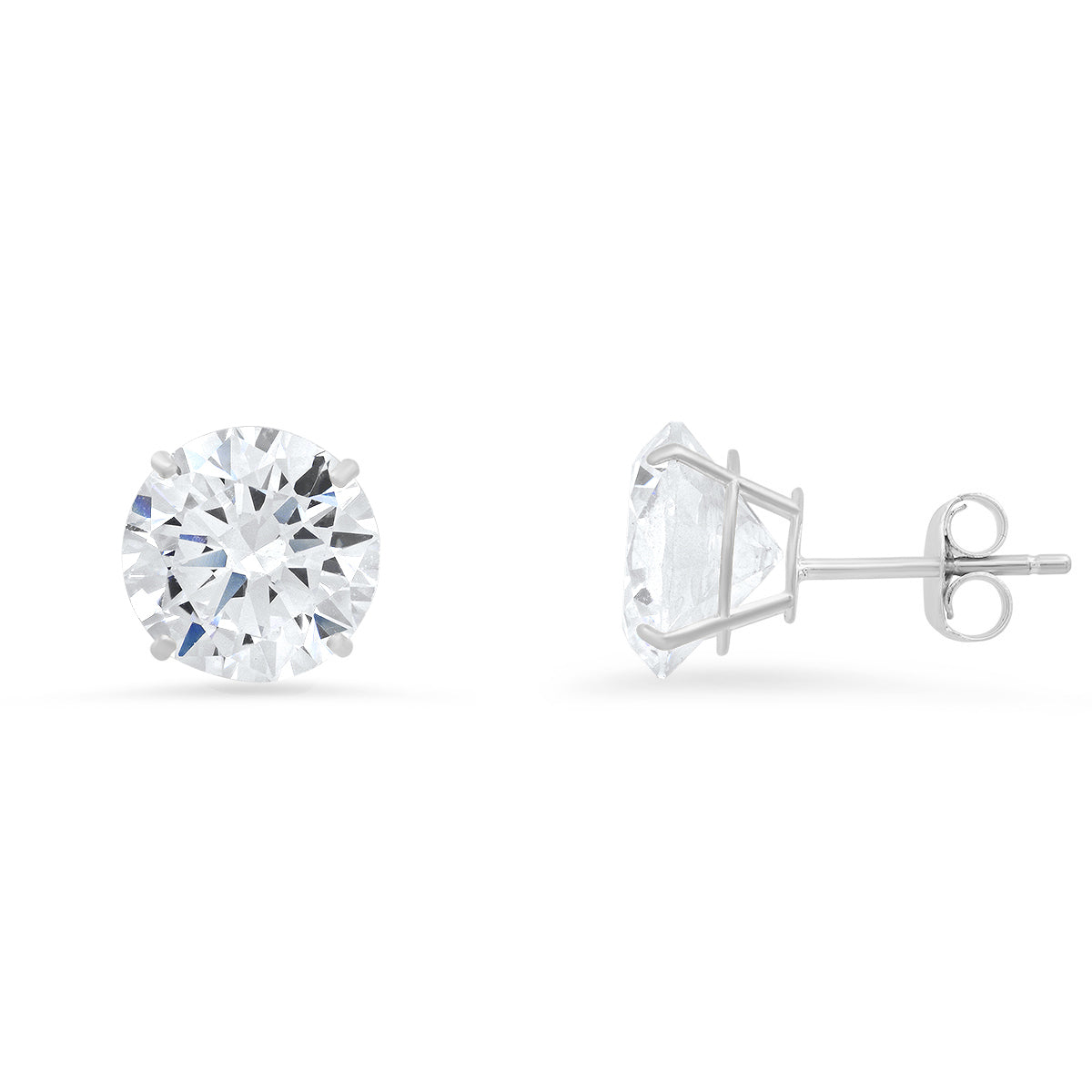 Real 10k Solid Gold BIG 8mm Diamond Stud Earrings - Charming Charlie