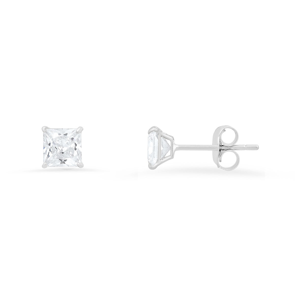 Real 10k Solid Gold Petite 4mm Princess-cut Diamond Stud Earrings - Charming Charlie