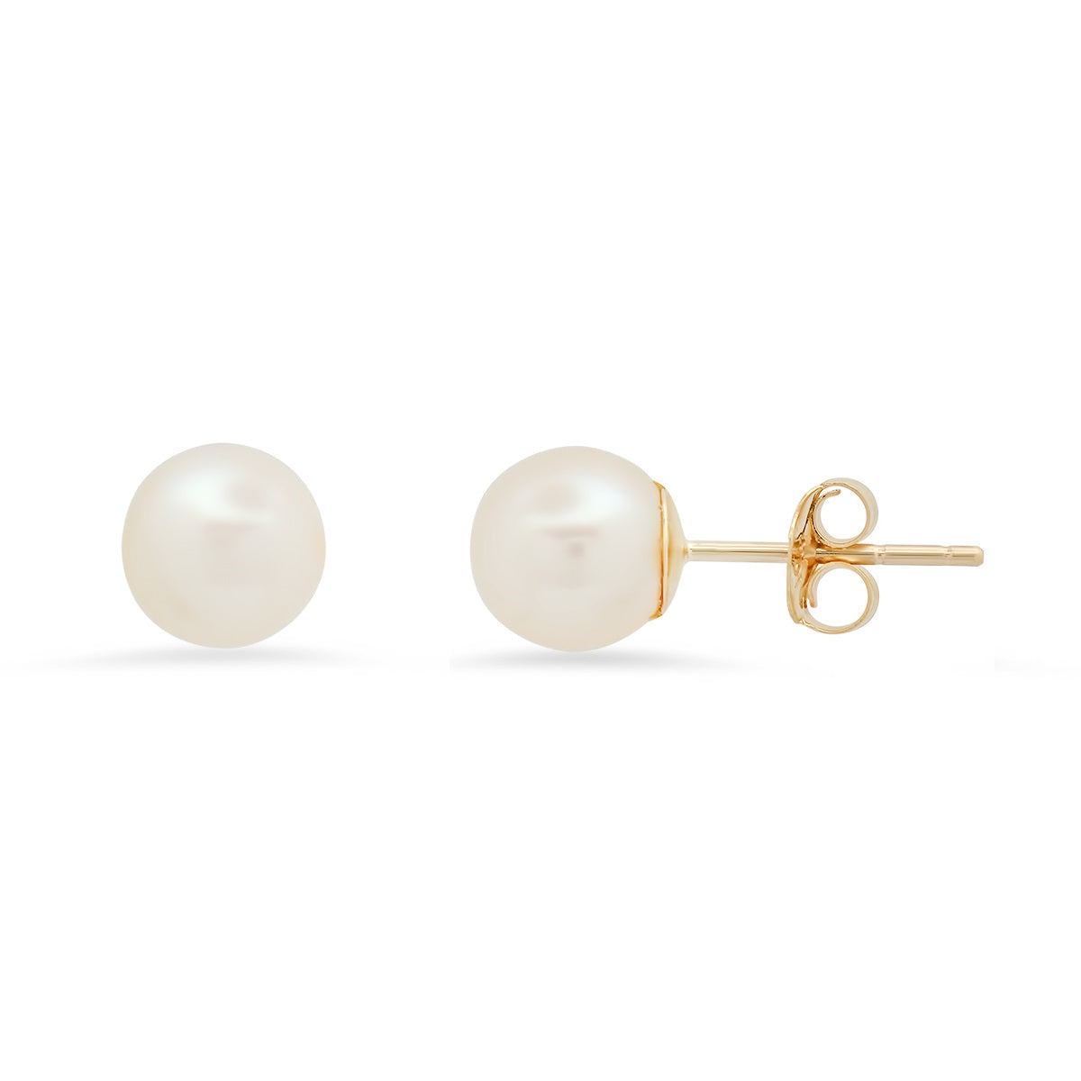 Real 10k Solid Gold Genuine Pearl Stud Earrings - Charming Charlie