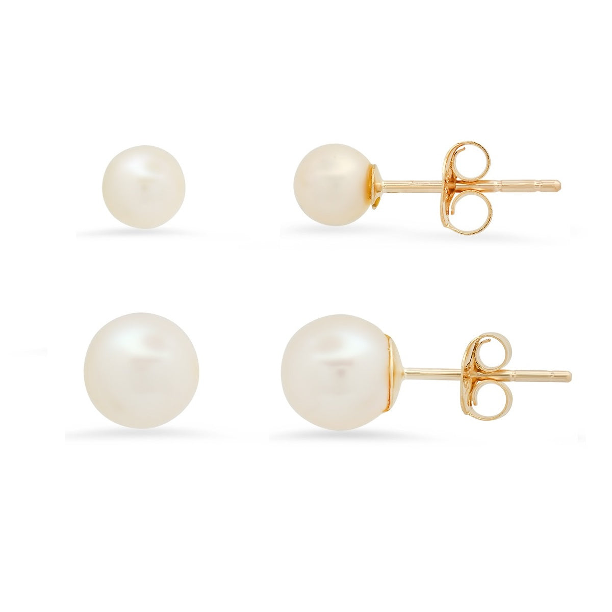 Real 10k Solid Gold Genuine Pearl Stud Earrings - Charming Charlie