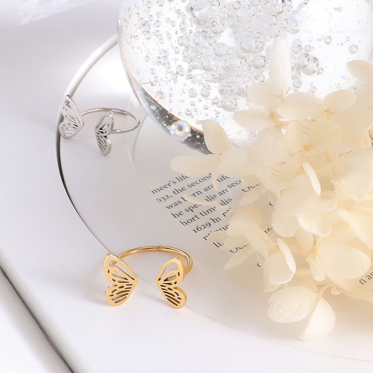 Titanium Steel Butterfly Open Ring - Charming Charlie
