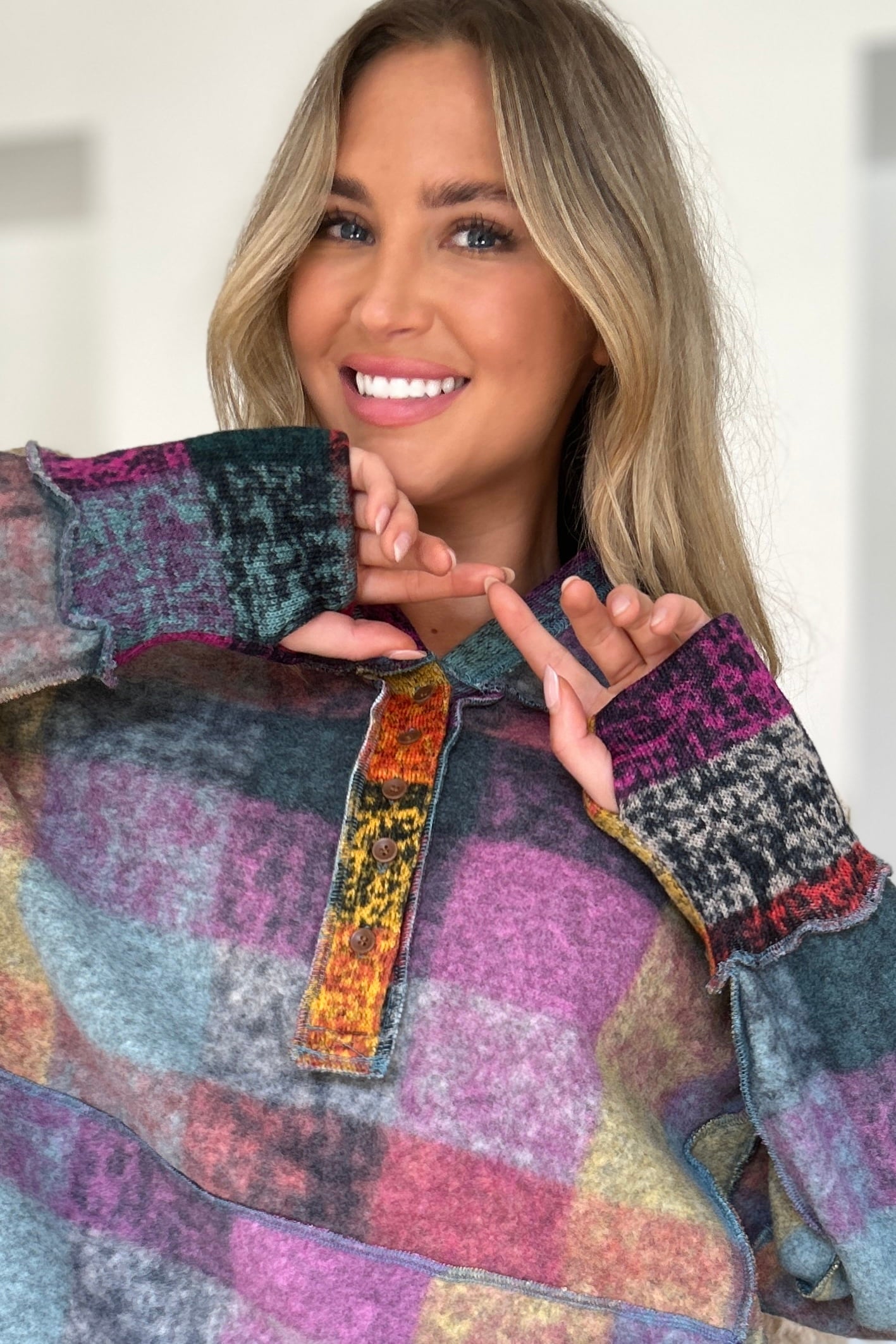 Double Take Full Size Plaid Dropped Shoulder Fleece Hoodie - Charming Charlie