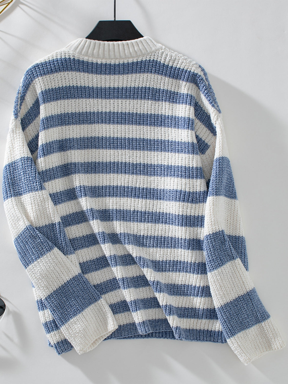 Striped Round Neck Long Sleeve Sweater - Charming Charlie