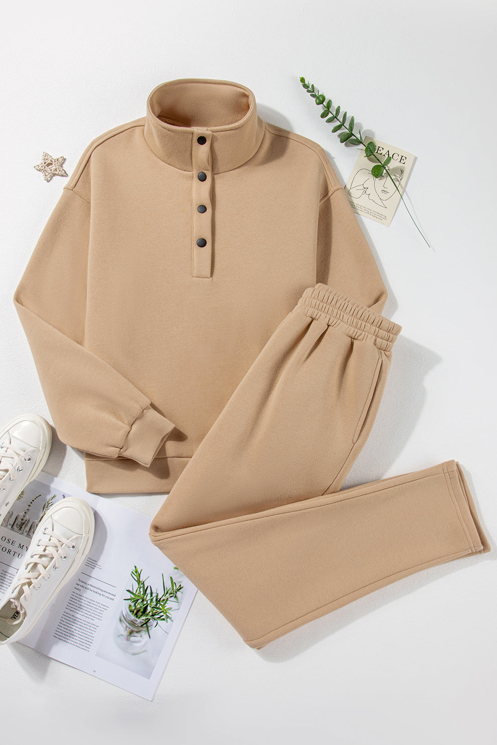 Half Snap Turtleneck Top and Pants Active Set - Charming Charlie