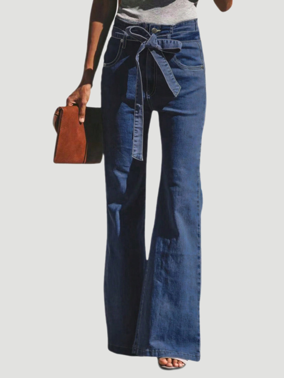 Tied Flare Jeans with Pockets - Charming Charlie