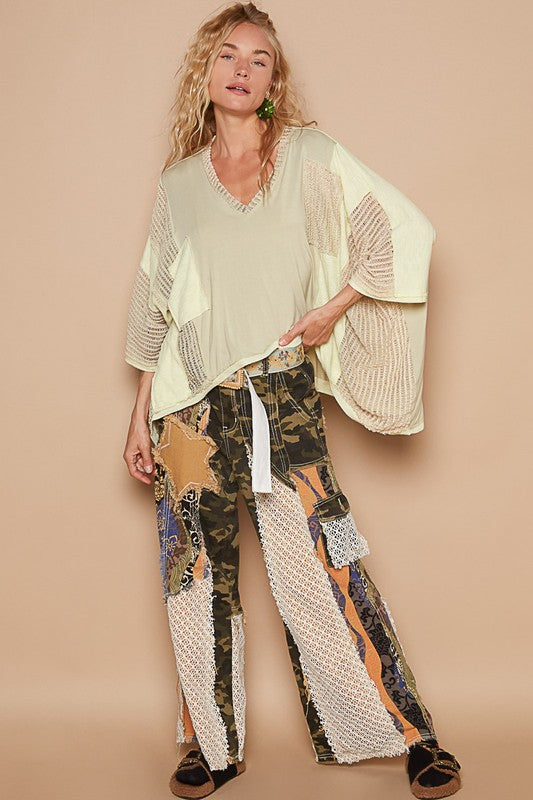 POL High-Low Contrast V-Neck Top - Charming Charlie