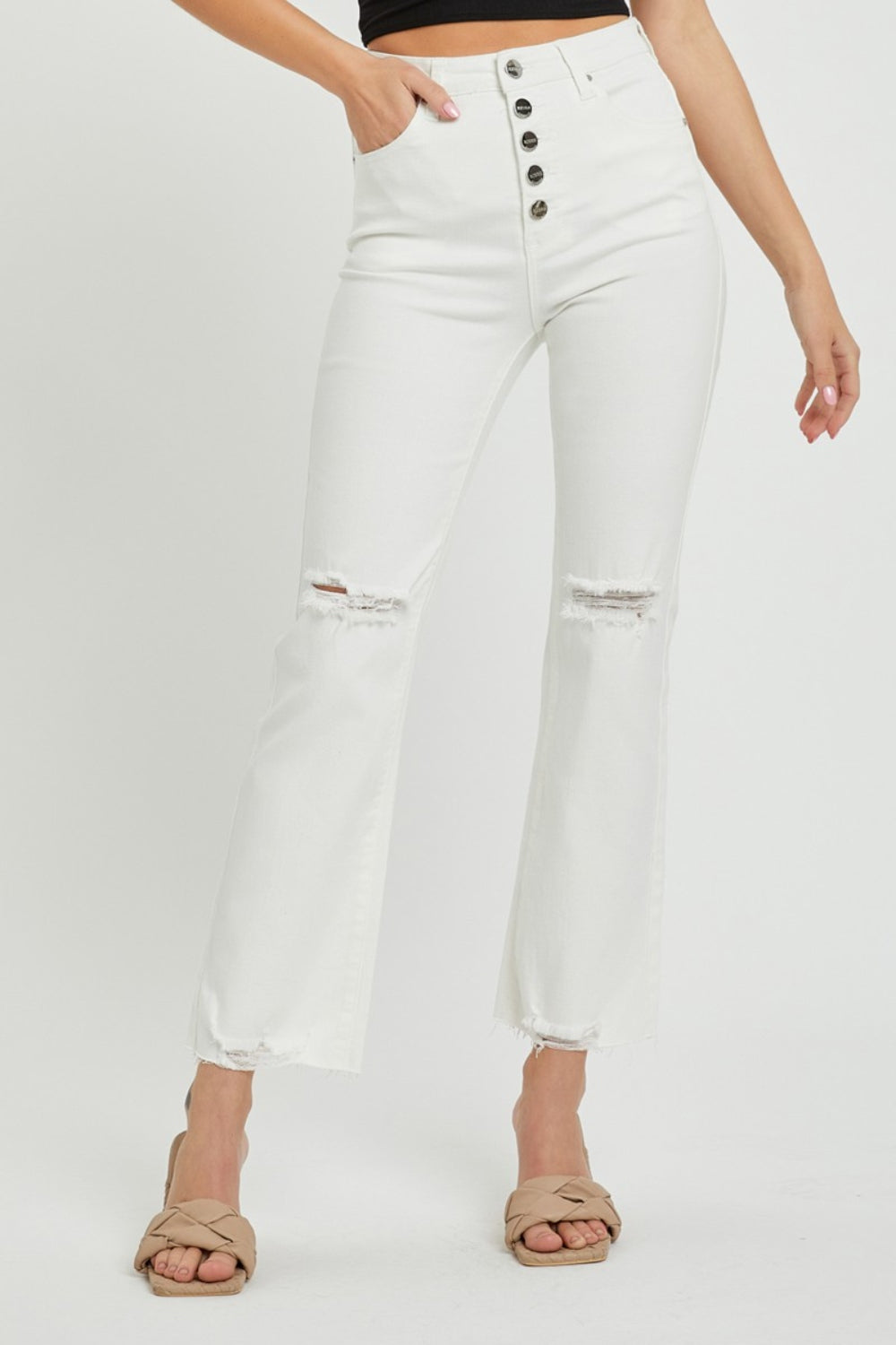 RISEN Full Size High Rise Button Fly Straight Ankle Jeans - Charming Charlie