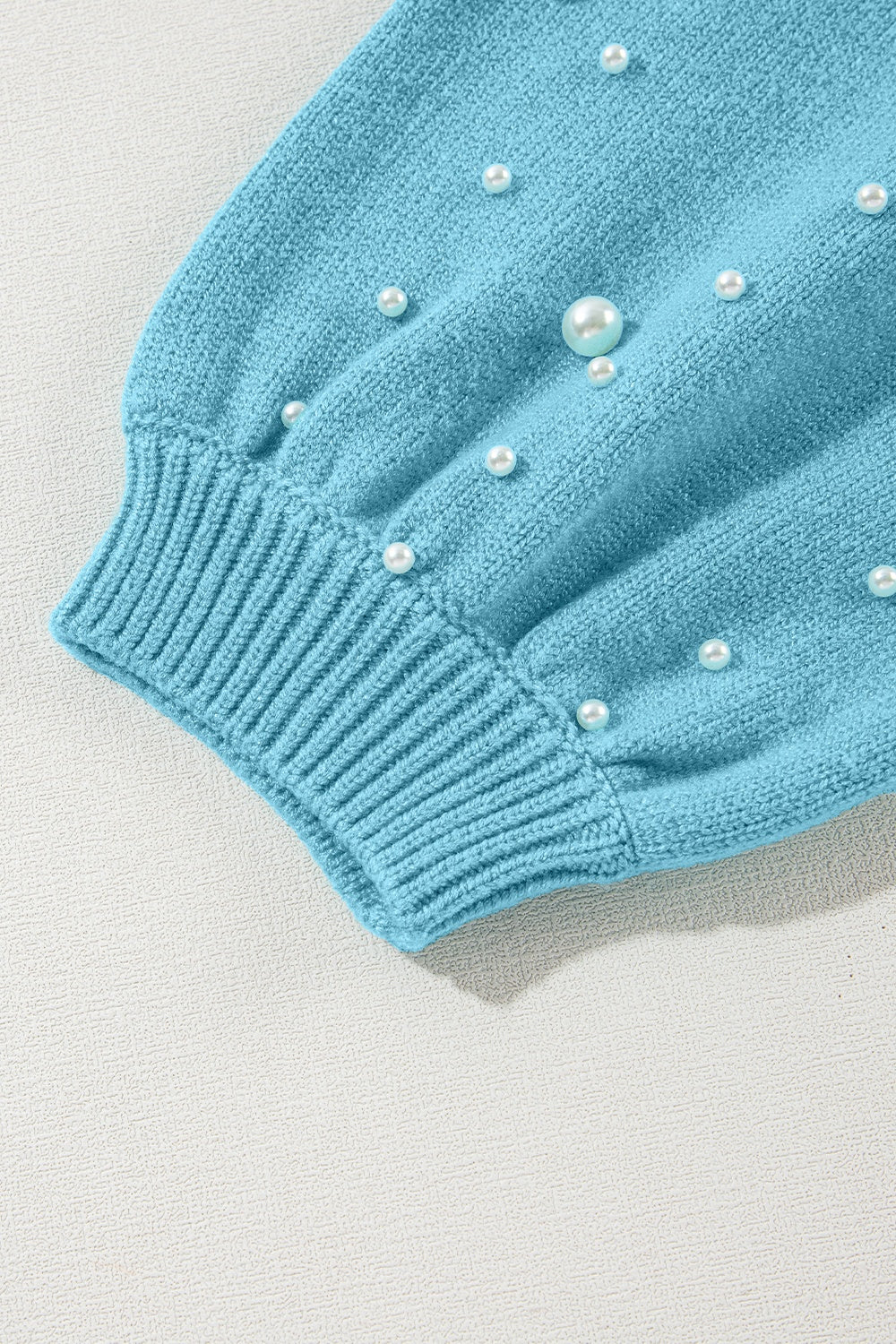 Pearl Detail Contrast Round Neck Sweater - Charming Charlie