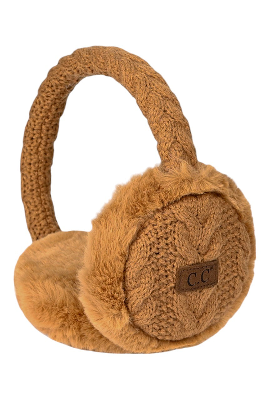 C.C Cable Knit Faux Fur Earmuff - Charming Charlie