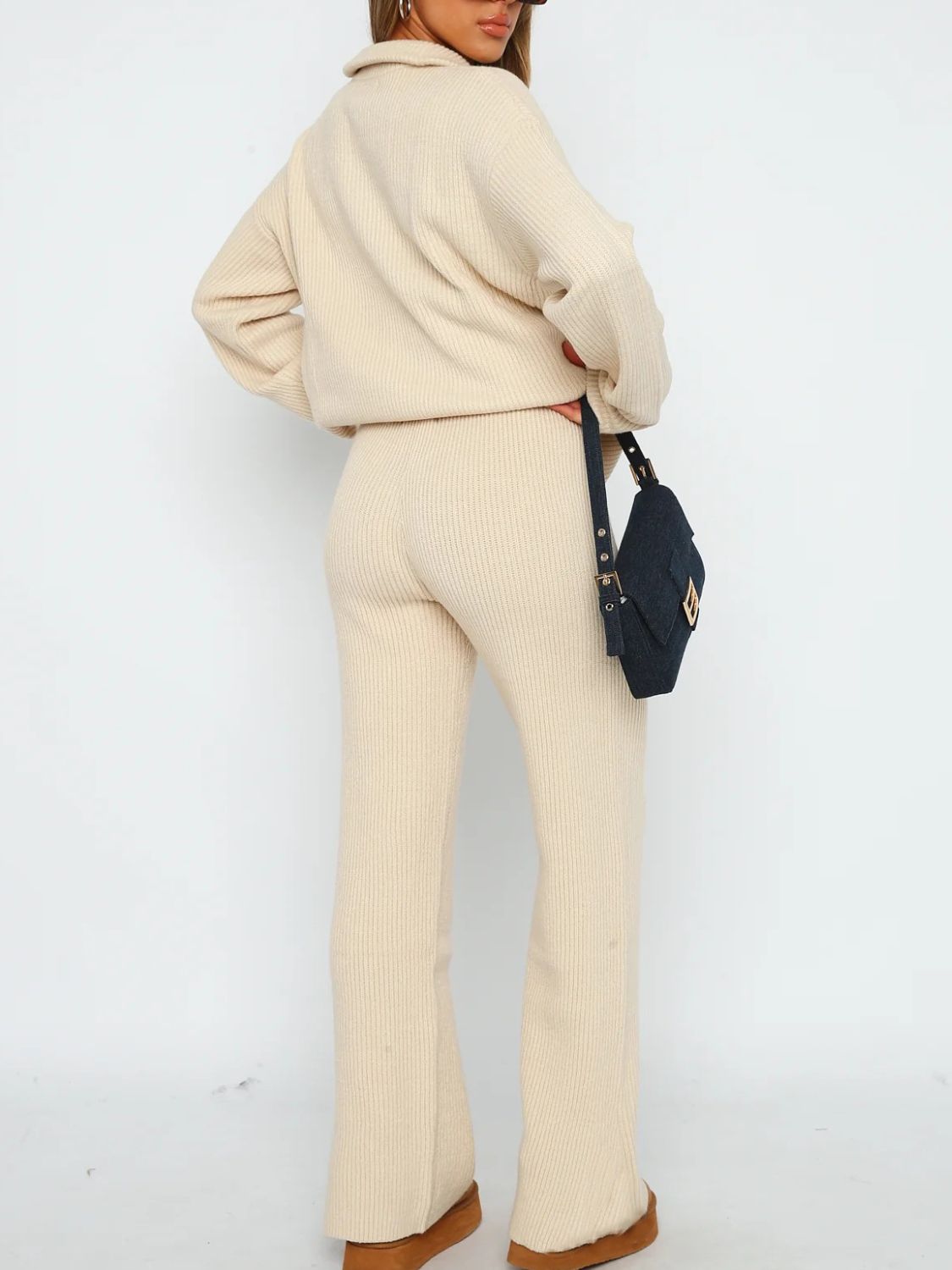 Quarter Zip Long Sleeve Top and Pants Set - Charming Charlie