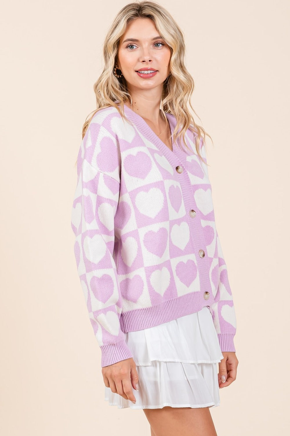 Mittoshop Checkered Heart Button Down Cardigan - Charming Charlie