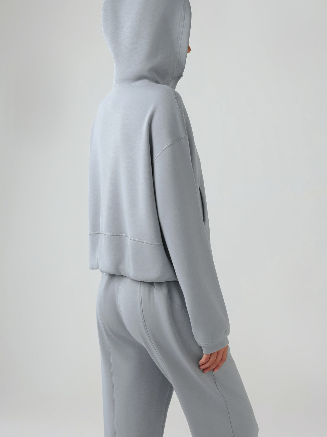 Zip Up Dropped Shouder Active Hooded - Charming Charlie