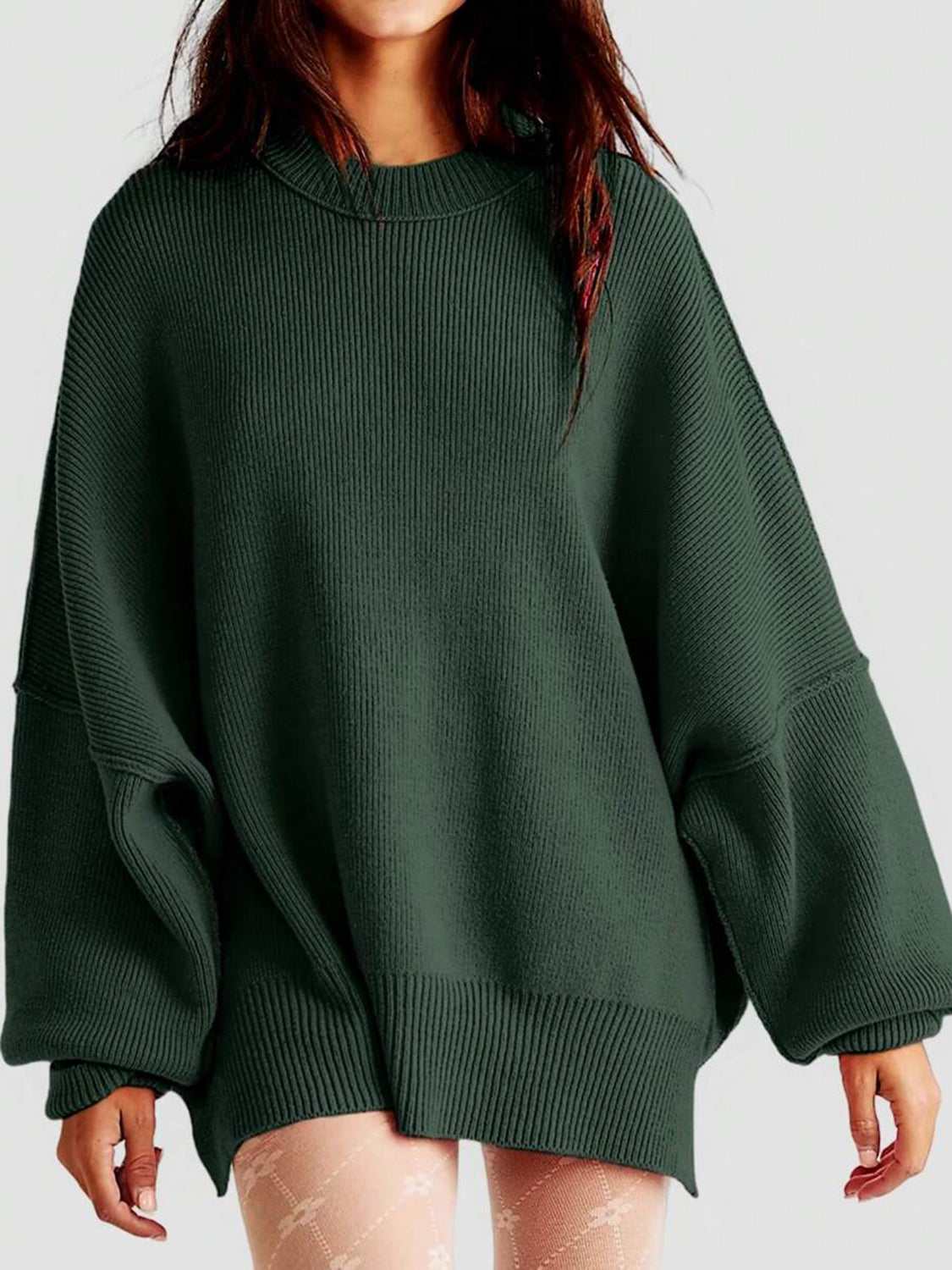 Round Neck Long Sleeve Sweater - Charming Charlie