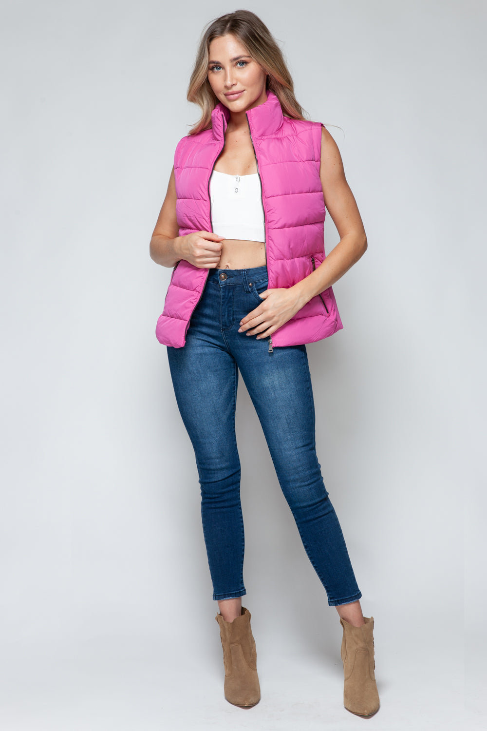 Snobbish Zip Up Turtleneck Vest with Pockets - Charming Charlie