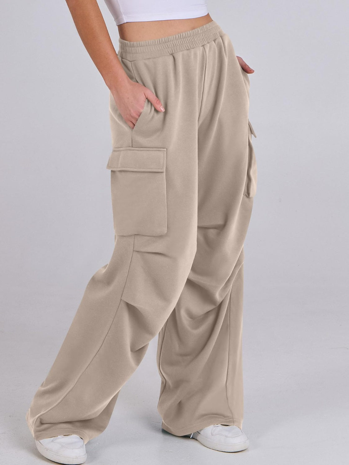 Elastic Waist Wide Leg Pants with Pockets - Charming Charlie
