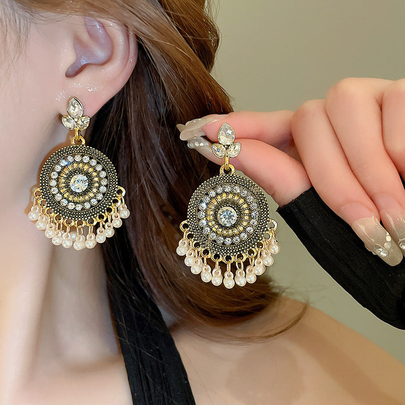Rhinestone Alloy Bead Dangle Earrings - Charming Charlie