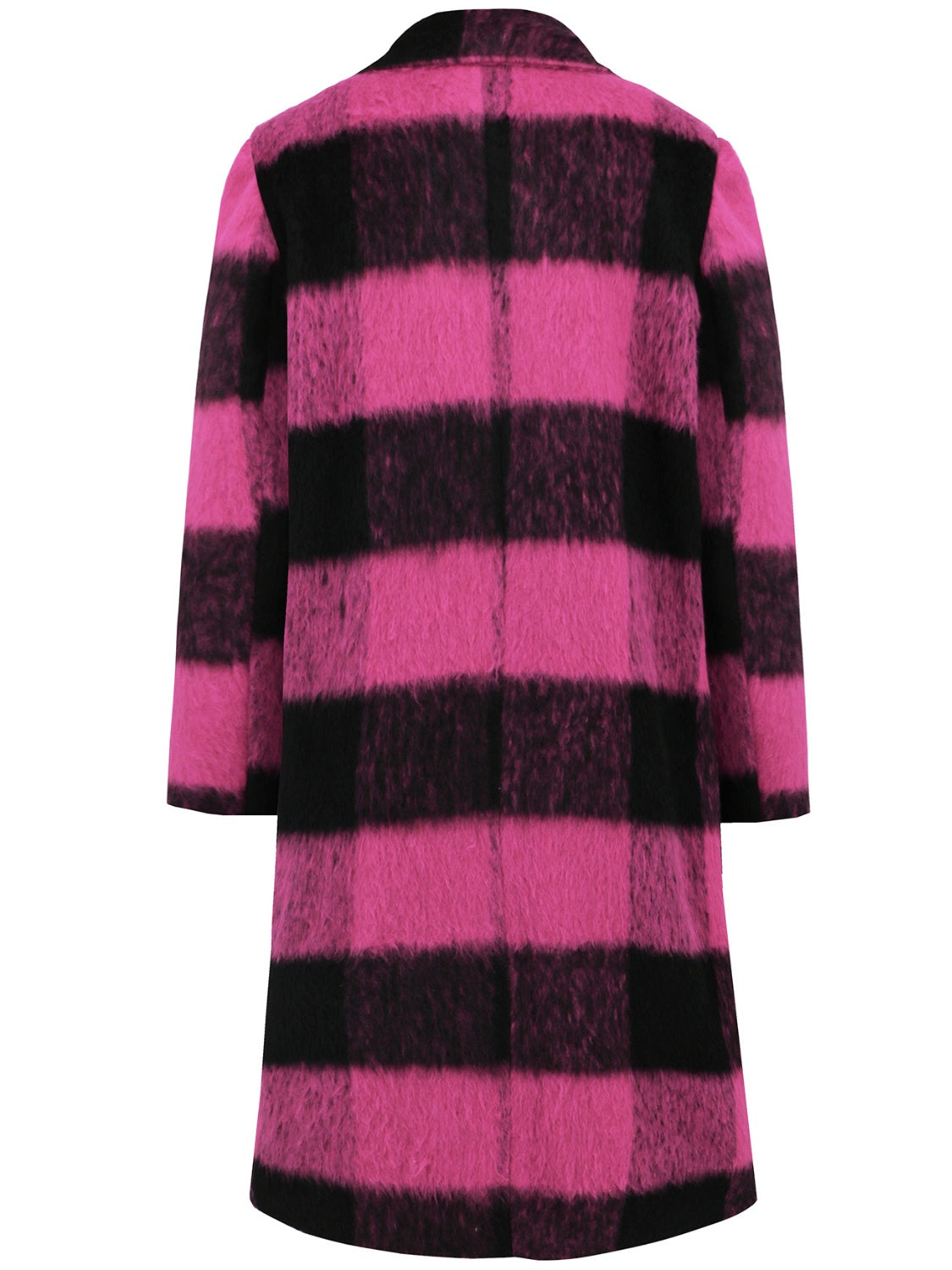 Plaid Double-Breasted Long Sleeve Coat - Charming Charlie