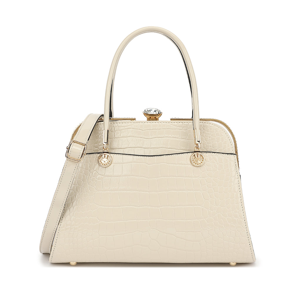 Croco Patent Leather Frame Satchel - Charming Charlie