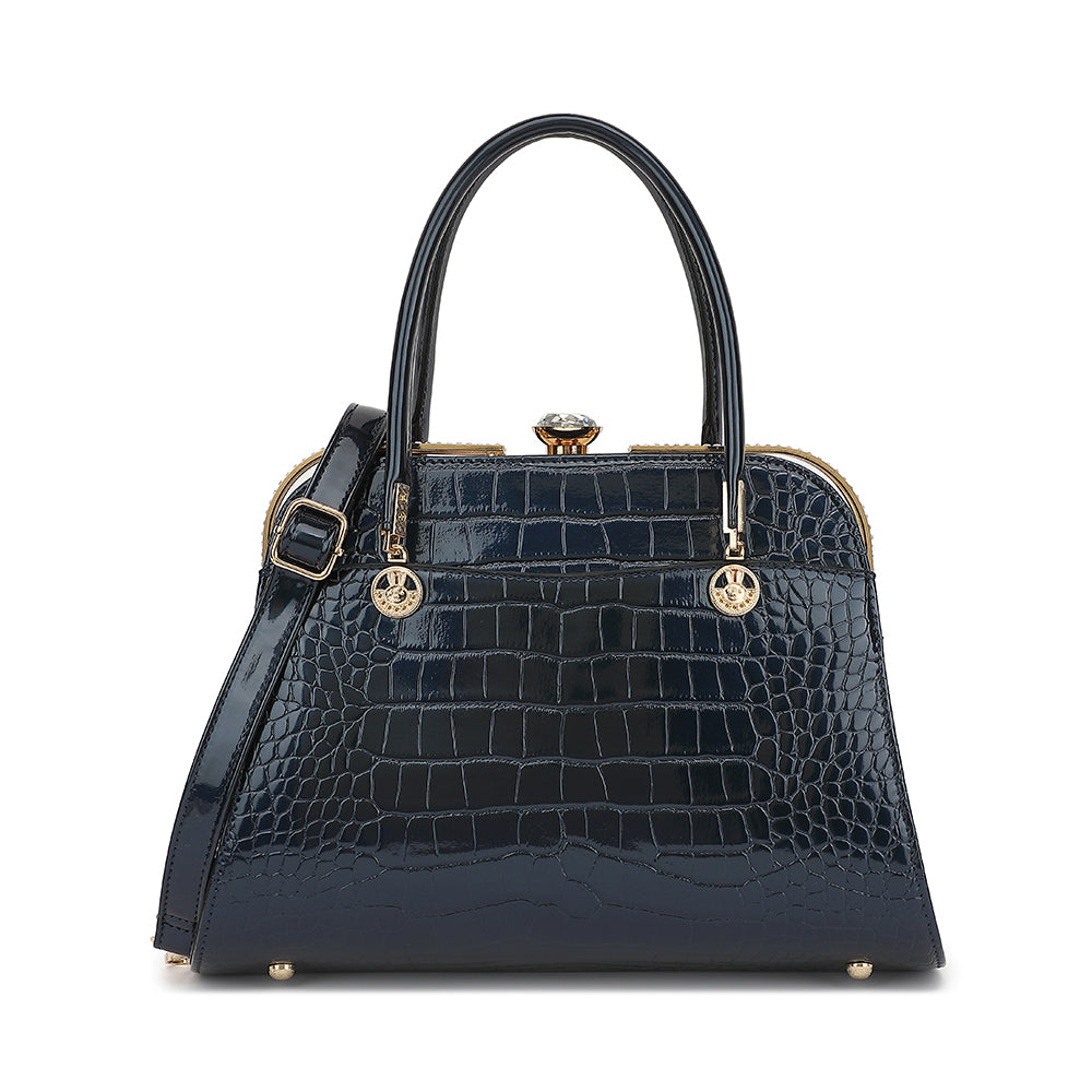 Croco Patent Leather Frame Satchel - Charming Charlie