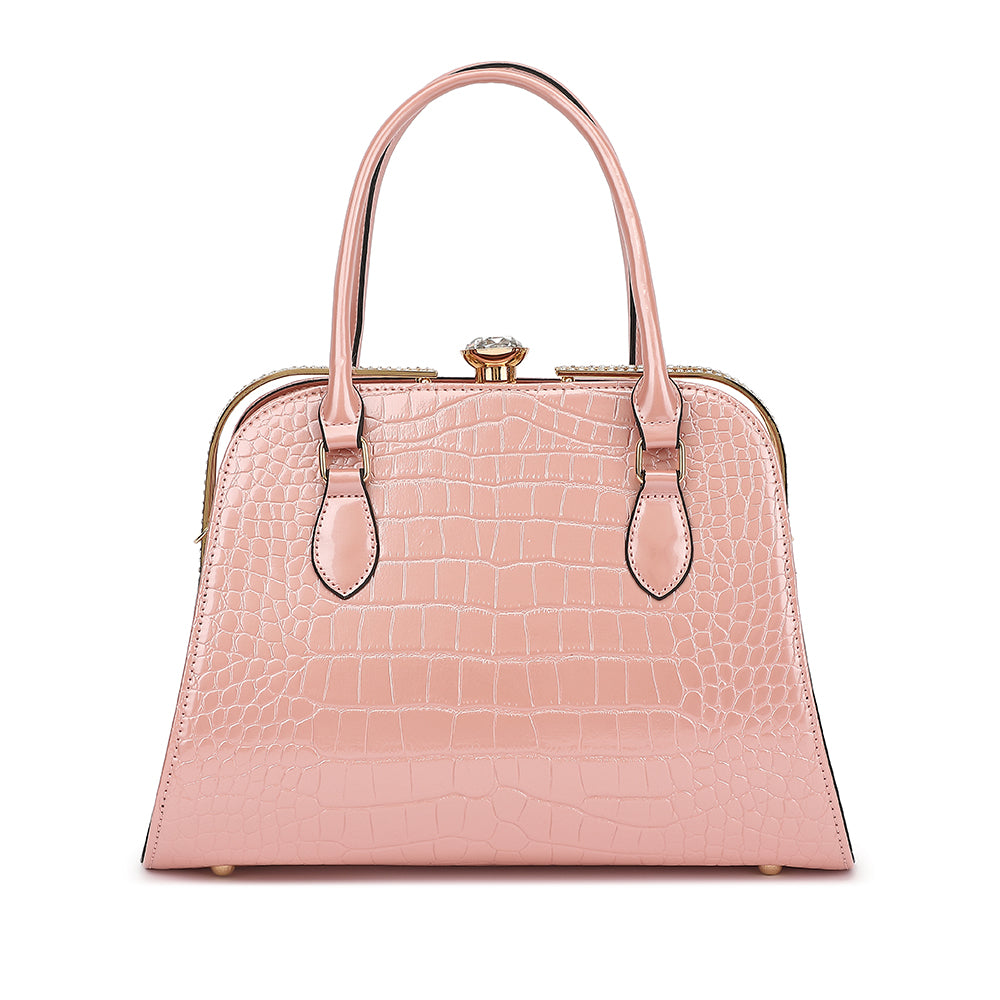 Croco Patent Leather Frame Satchel - Charming Charlie