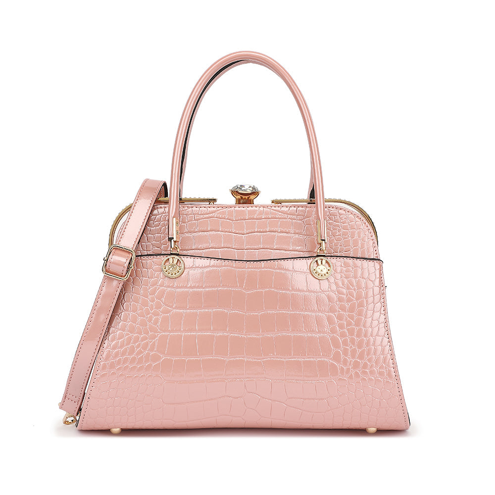 Croco Patent Leather Frame Satchel - Charming Charlie