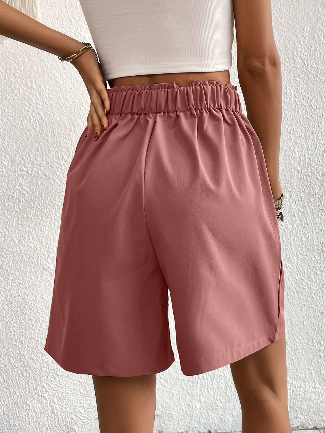 Pocketed Half Elastic Waist Shorts - Charming Charlie