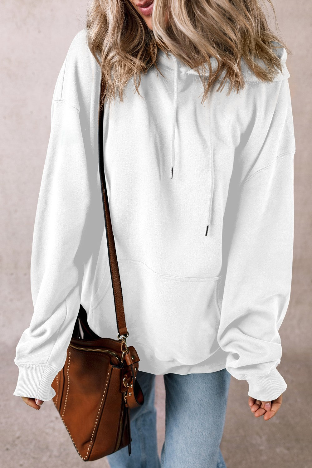 Drawstring Pocketed Long Sleeve Hoodie - Charming Charlie