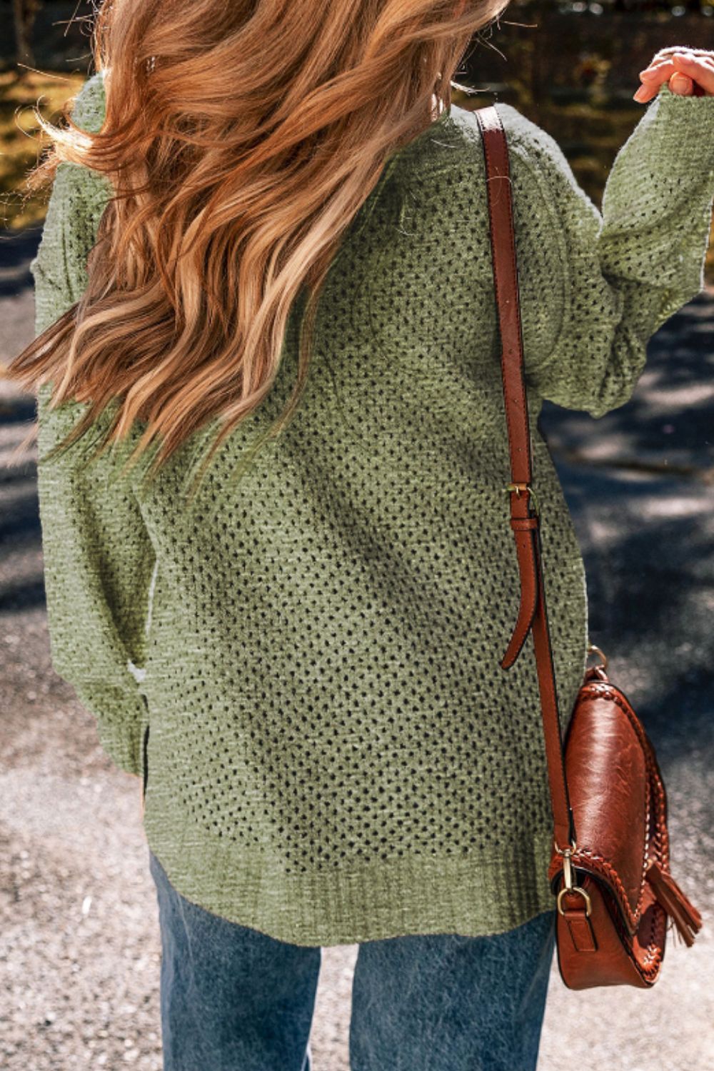 V-Neck Dropped Shoulder Long Sleeve Sweater - Charming Charlie