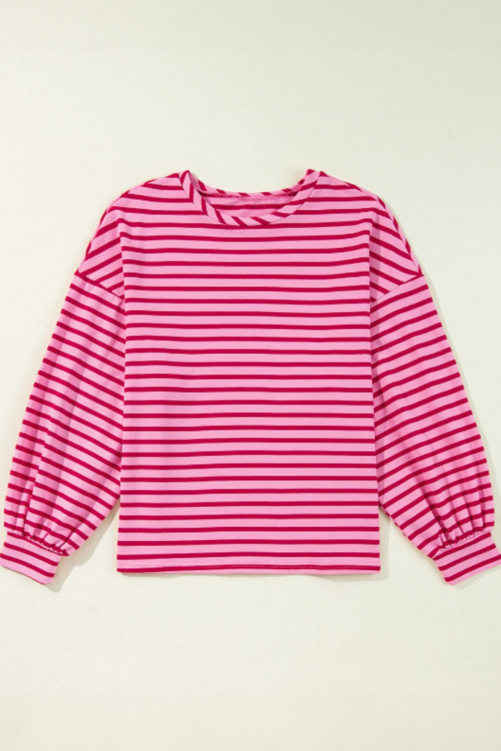 Striped Round Neck Long Sleeve Sweatshirt - Charming Charlie