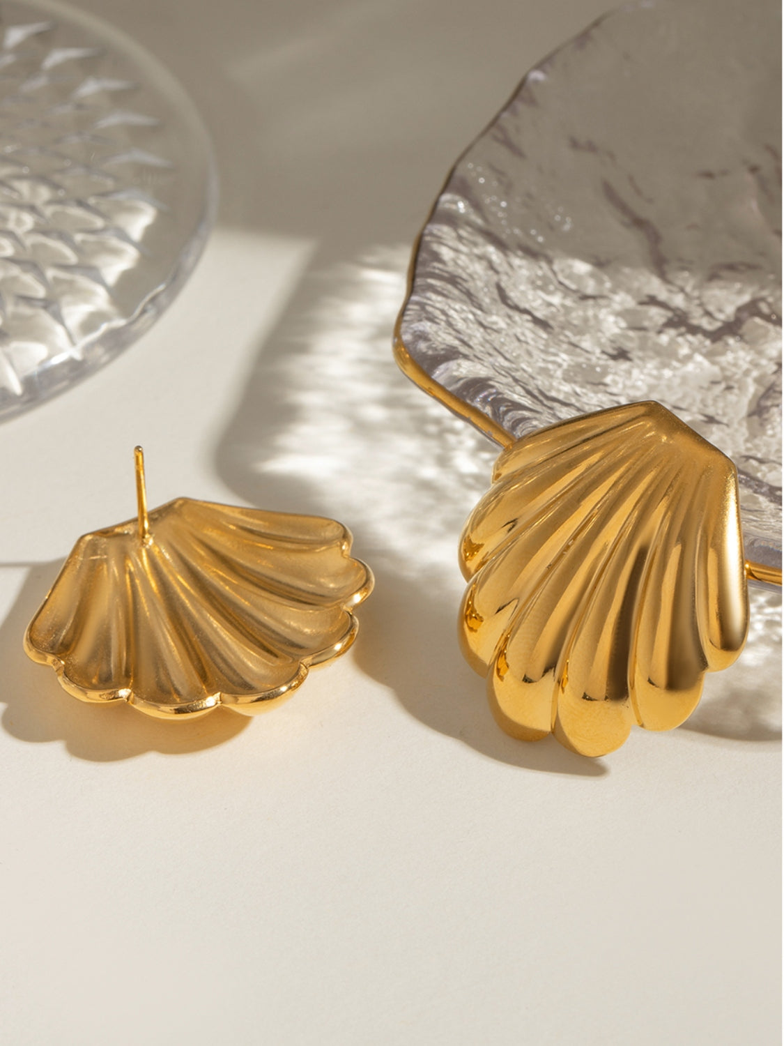 18K Gold-Plated Stainless Steel Shell Stud Earrings - Charming Charlie