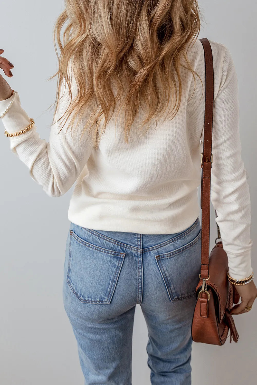 Half Button Long Sleeve Top - Charming Charlie