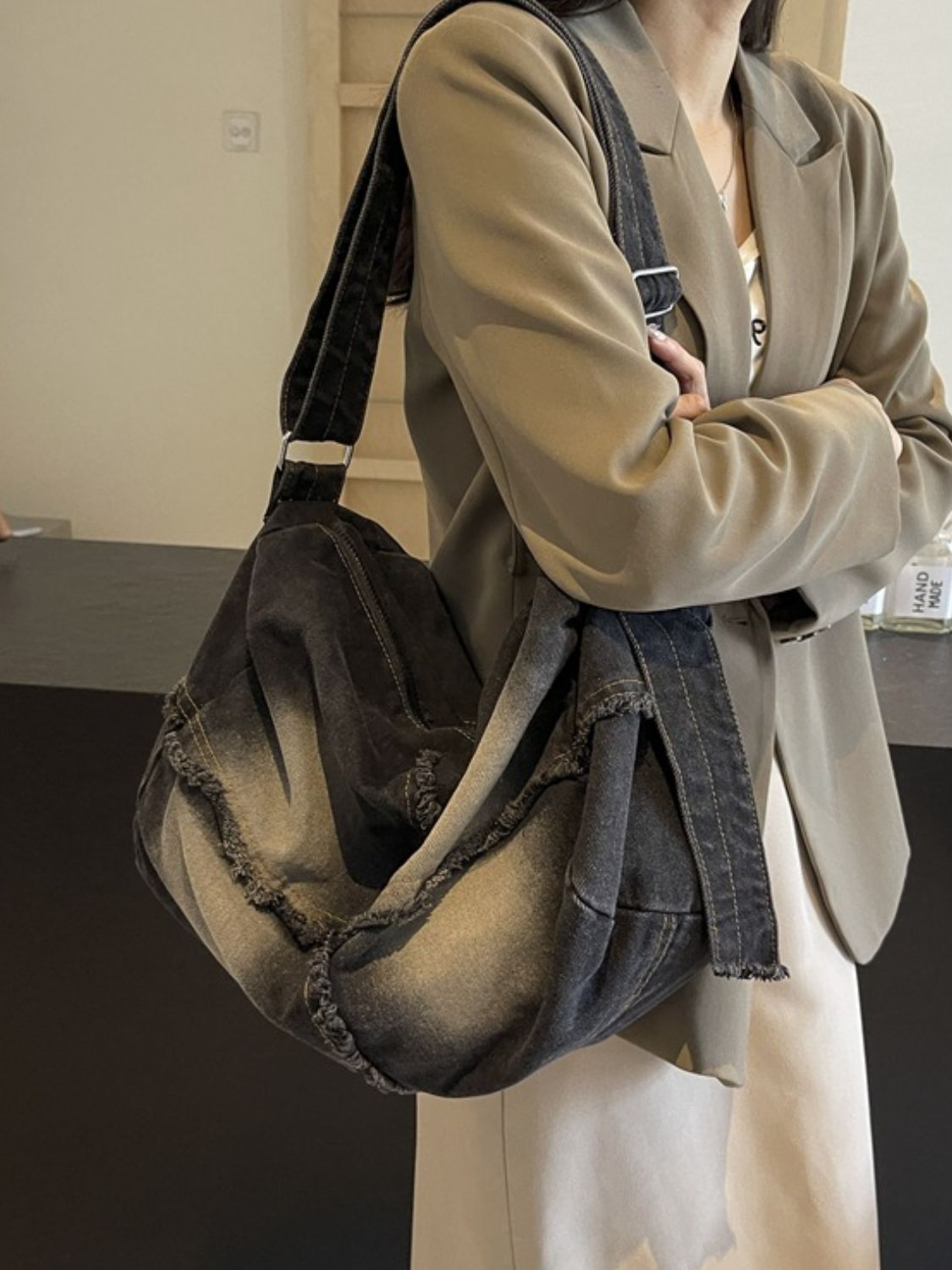 Raw Hem Gradient Crossbody Bag - Charming Charlie