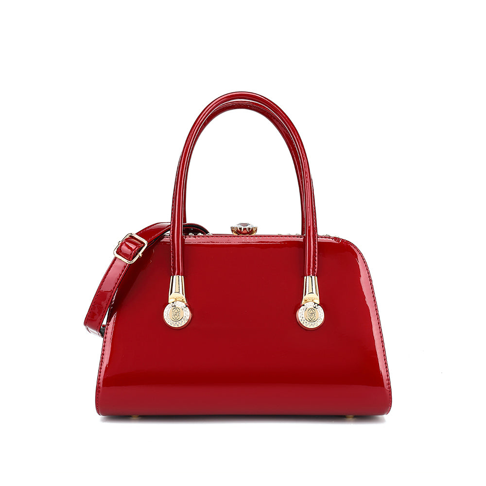 Frame Satchel with Rhinestones Patent Leather - Charming Charlie