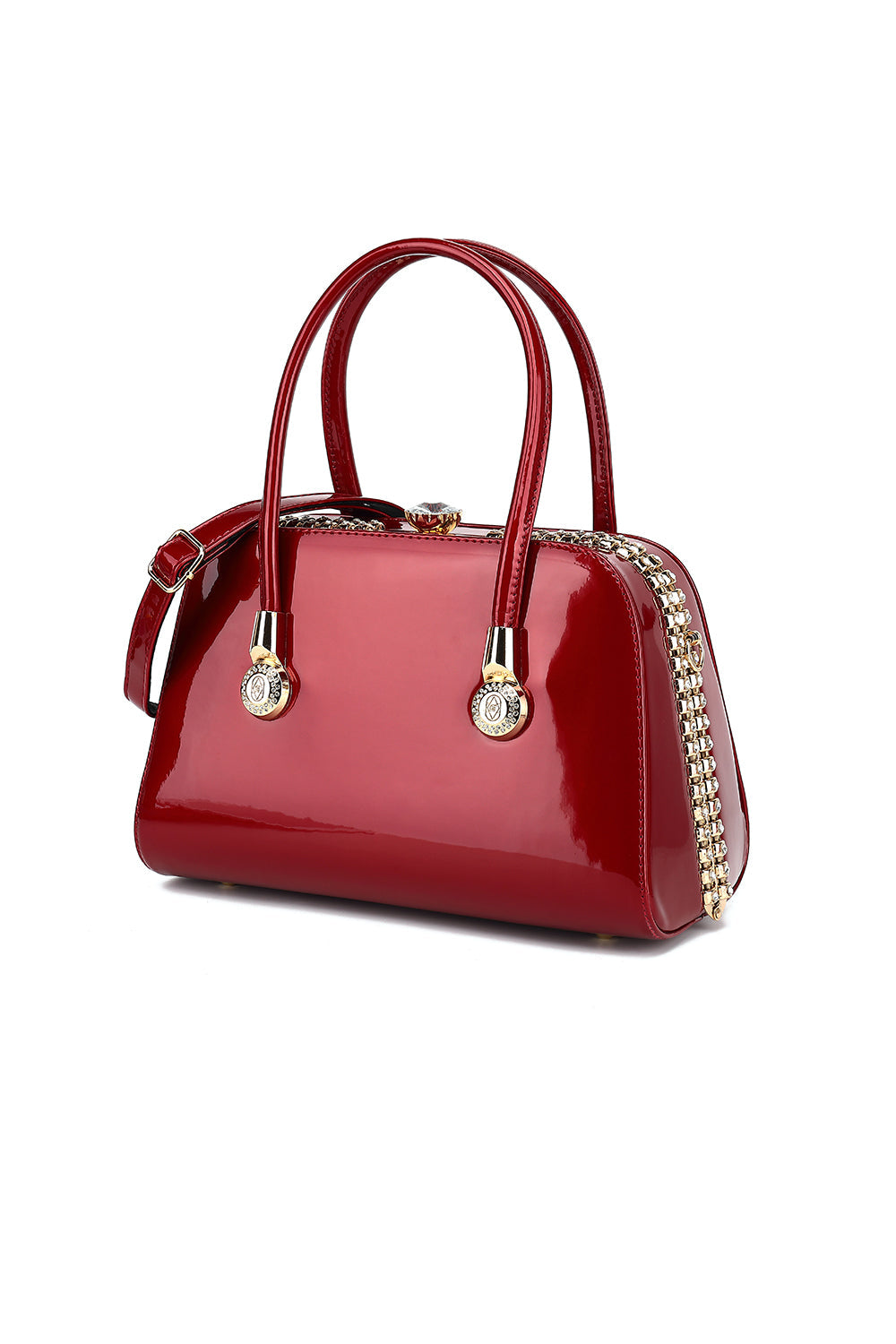 Frame Satchel with Rhinestones Patent Leather - Charming Charlie