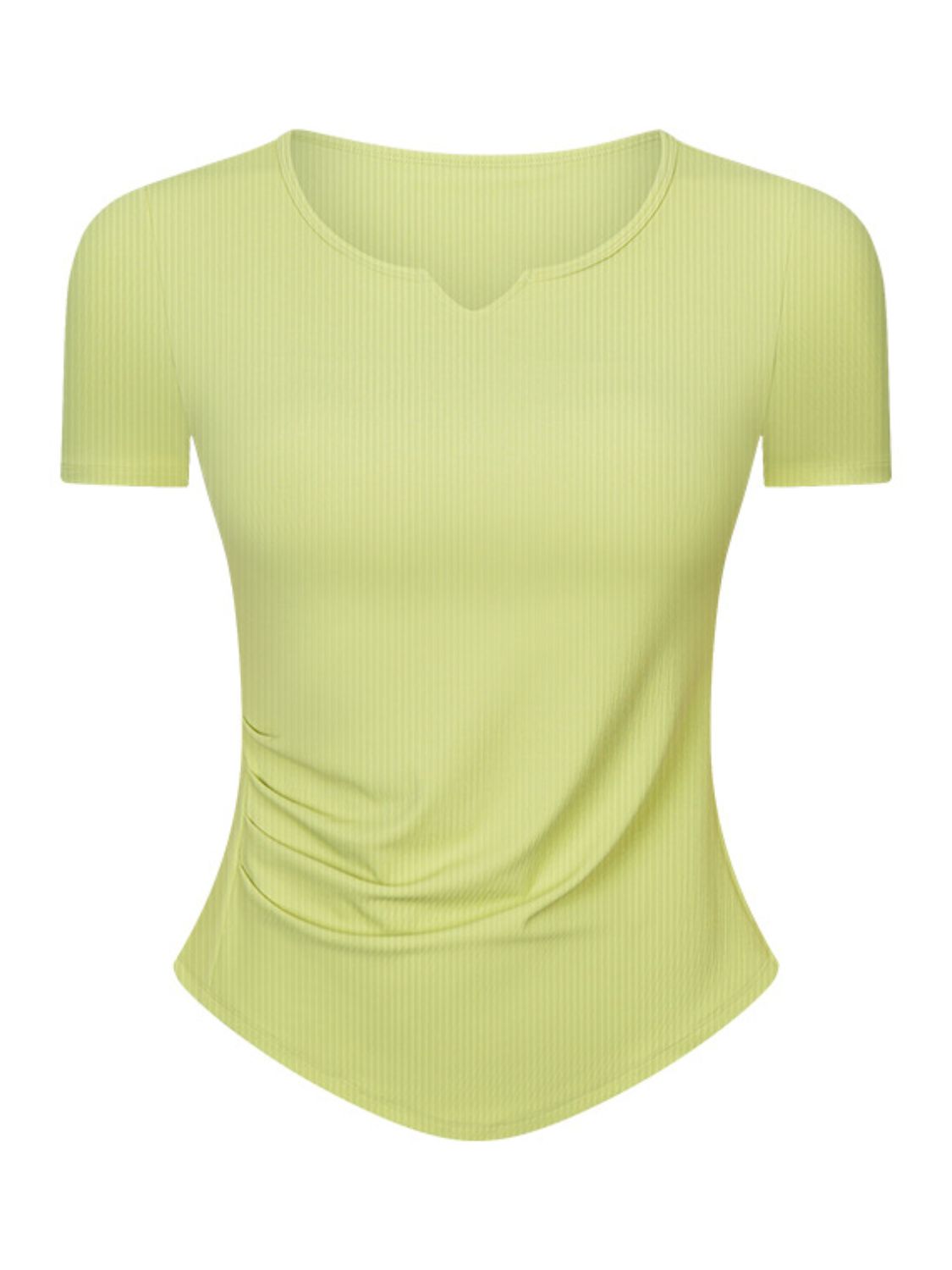 Notched Short Sleeve Active T-Shirt - Charming Charlie