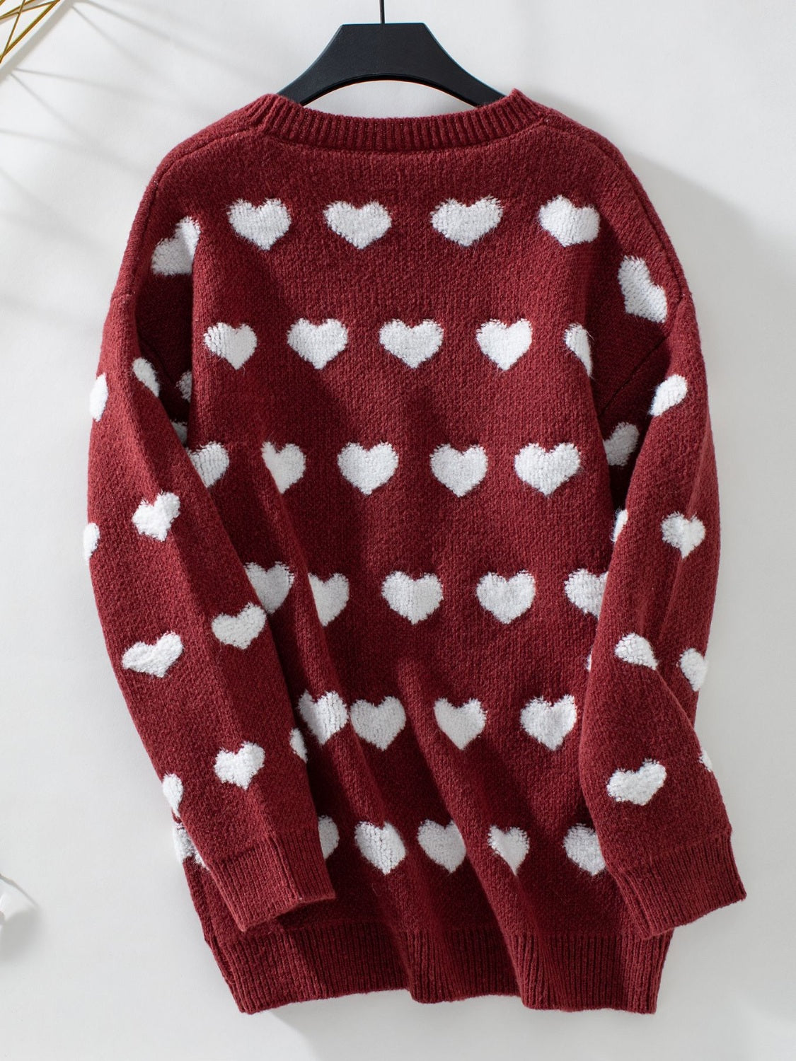Heart V-Neck Button Up Long Sleeve Cardigan - Charming Charlie