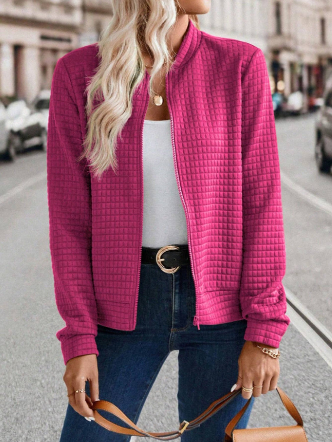 Zip Up Long Sleeve Jacket - Charming Charlie