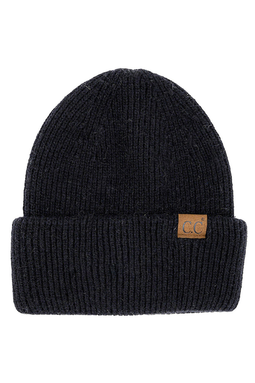 Black C.C Double Cuff Beanie Hat