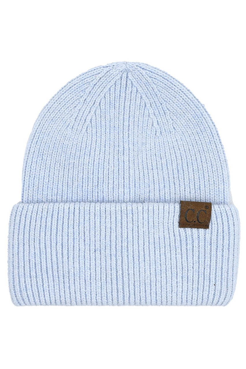 Sky Blue C.C Double Cuff Beanie Hat