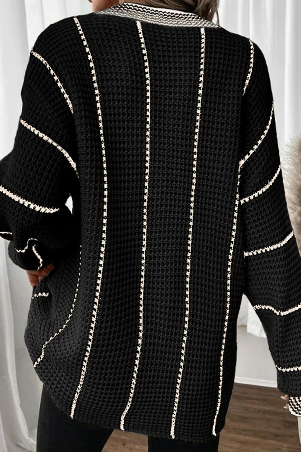 Striped V-Neck Long Sleeve Sweater - Charming Charlie
