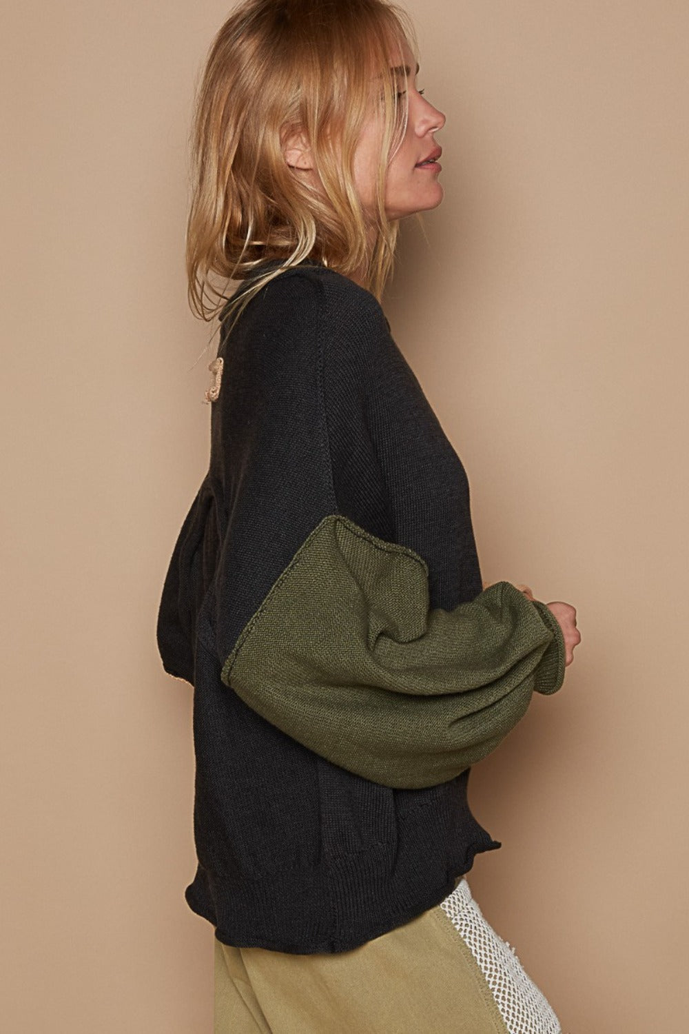 POL Color Block Roll Hem Hacci Sweater - Charming Charlie
