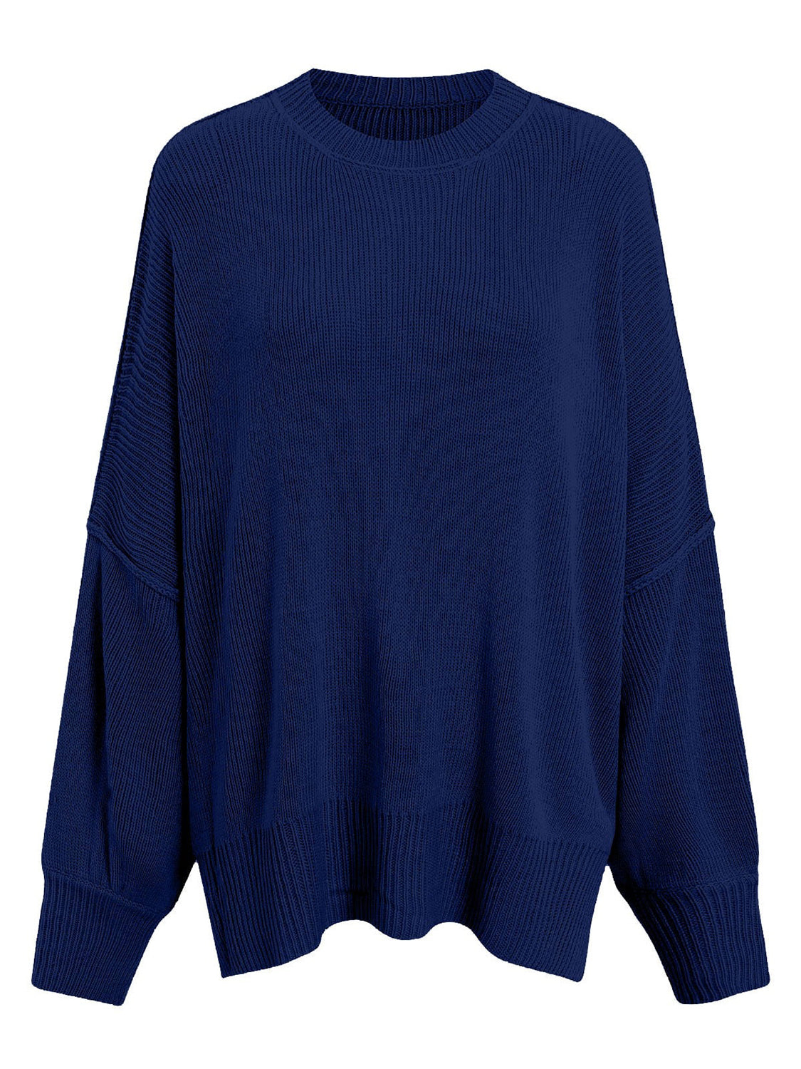 Round Neck Long Sleeve Sweater - Charming Charlie