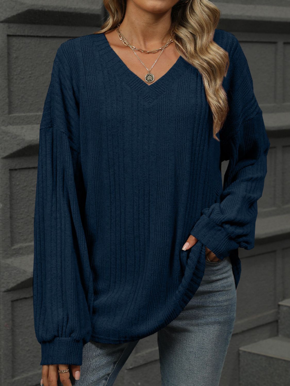 V-Neck Long Sleeve T-Shirt - Charming Charlie