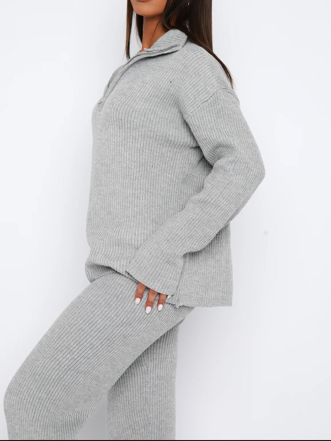 Quarter Zip Long Sleeve Top and Pants Set - Charming Charlie