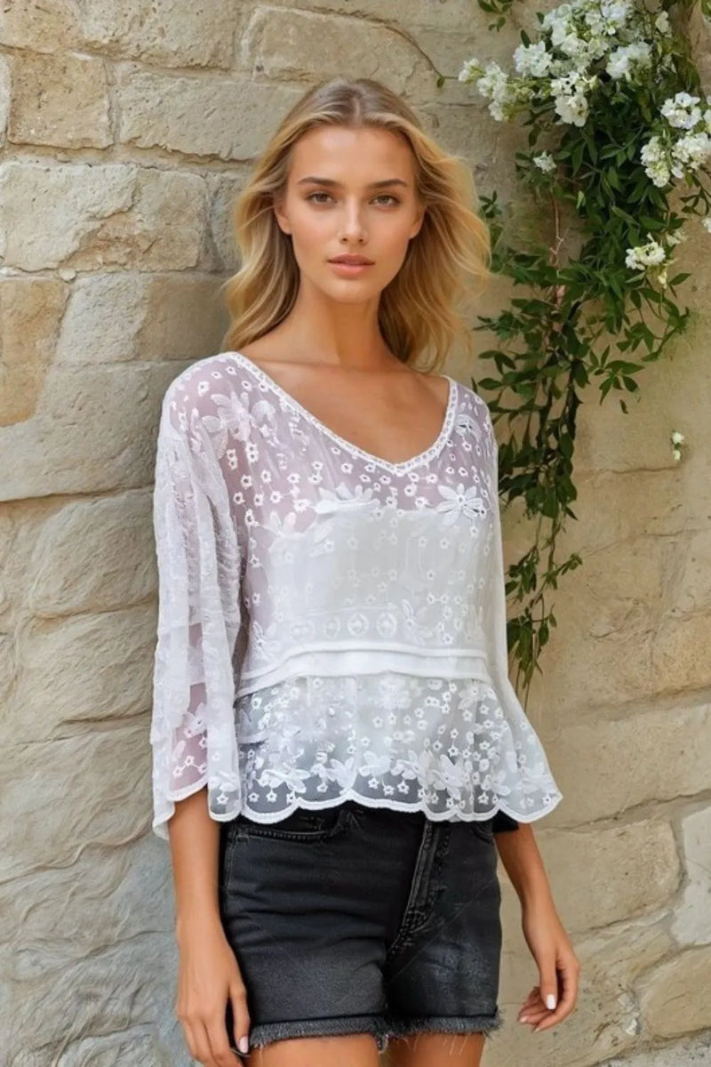 ADORA Bell Sleeve Lace Top Charming Charlie